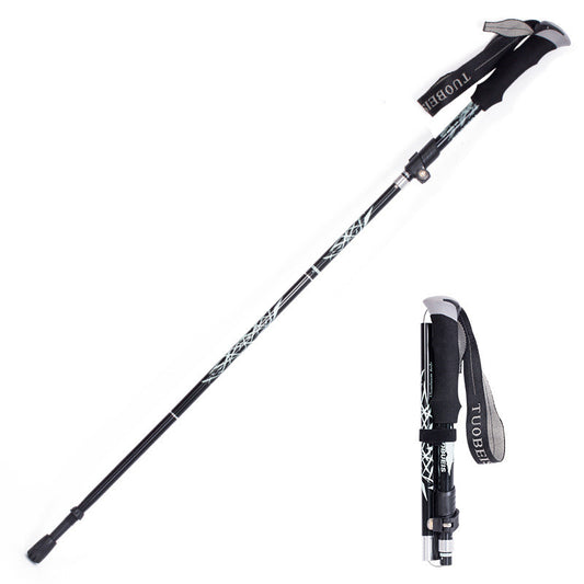 Bastón de trekking plegable de aluminio en negro
