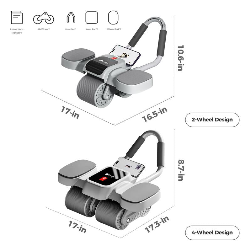 KEEP Ab Roller Wheel with Knee Mat, Automatic Rebound Abdominal Wheel with Elbow Support Ab Workout Equipment for Strengthening Core Muscles Abs Exercise Roller for Women Men