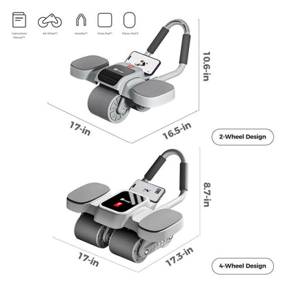 KEEP Ab Roller Wheel with Knee Mat, Automatic Rebound Abdominal Wheel with Elbow Support Ab Workout Equipment for Strengthening Core Muscles Abs Exercise Roller for Women Men