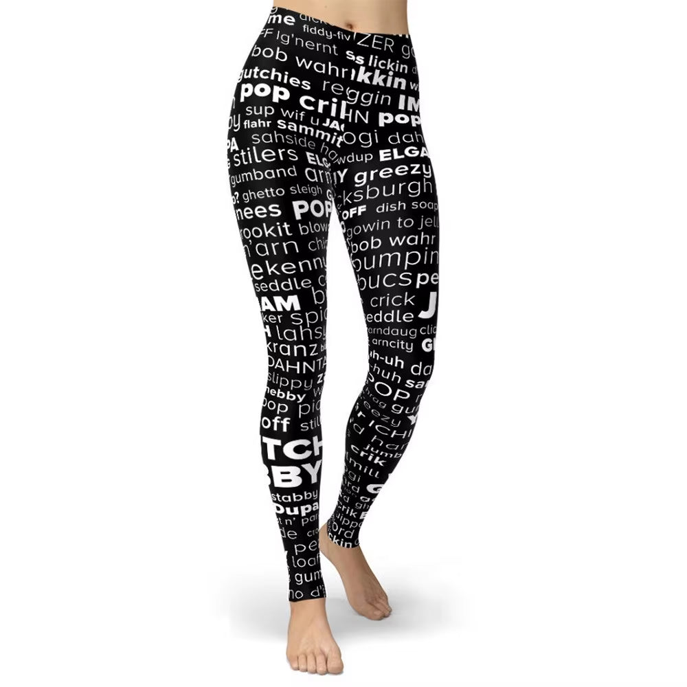 Black Design Skinny Striped Printed Sport Women Leggings Tight Push up Pants Femme Fitness Hiking High Waist Gym Leggins Clothes