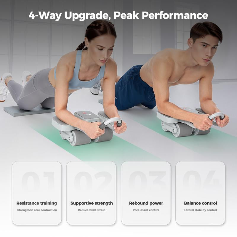 KEEP Ab Roller Wheel with Knee Mat, Automatic Rebound Abdominal Wheel with Elbow Support Ab Workout Equipment for Strengthening Core Muscles Abs Exercise Roller for Women Men