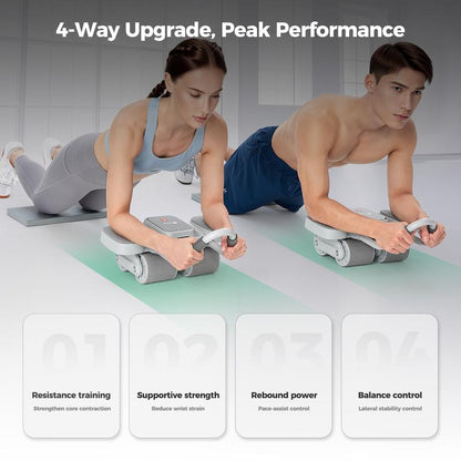KEEP Ab Roller Wheel with Knee Mat, Automatic Rebound Abdominal Wheel with Elbow Support Ab Workout Equipment for Strengthening Core Muscles Abs Exercise Roller for Women Men