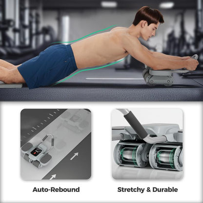 KEEP Ab Roller Wheel with Knee Mat, Automatic Rebound Abdominal Wheel with Elbow Support Ab Workout Equipment for Strengthening Core Muscles Abs Exercise Roller for Women Men