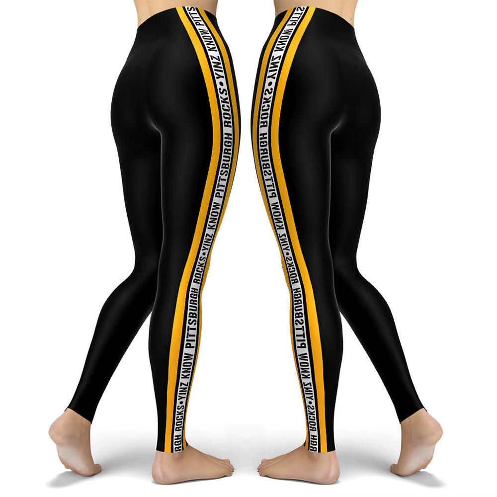 Black Design Skinny Striped Printed Sport Women Leggings Tight Push up Pants Femme Fitness Hiking High Waist Gym Leggins Clothes