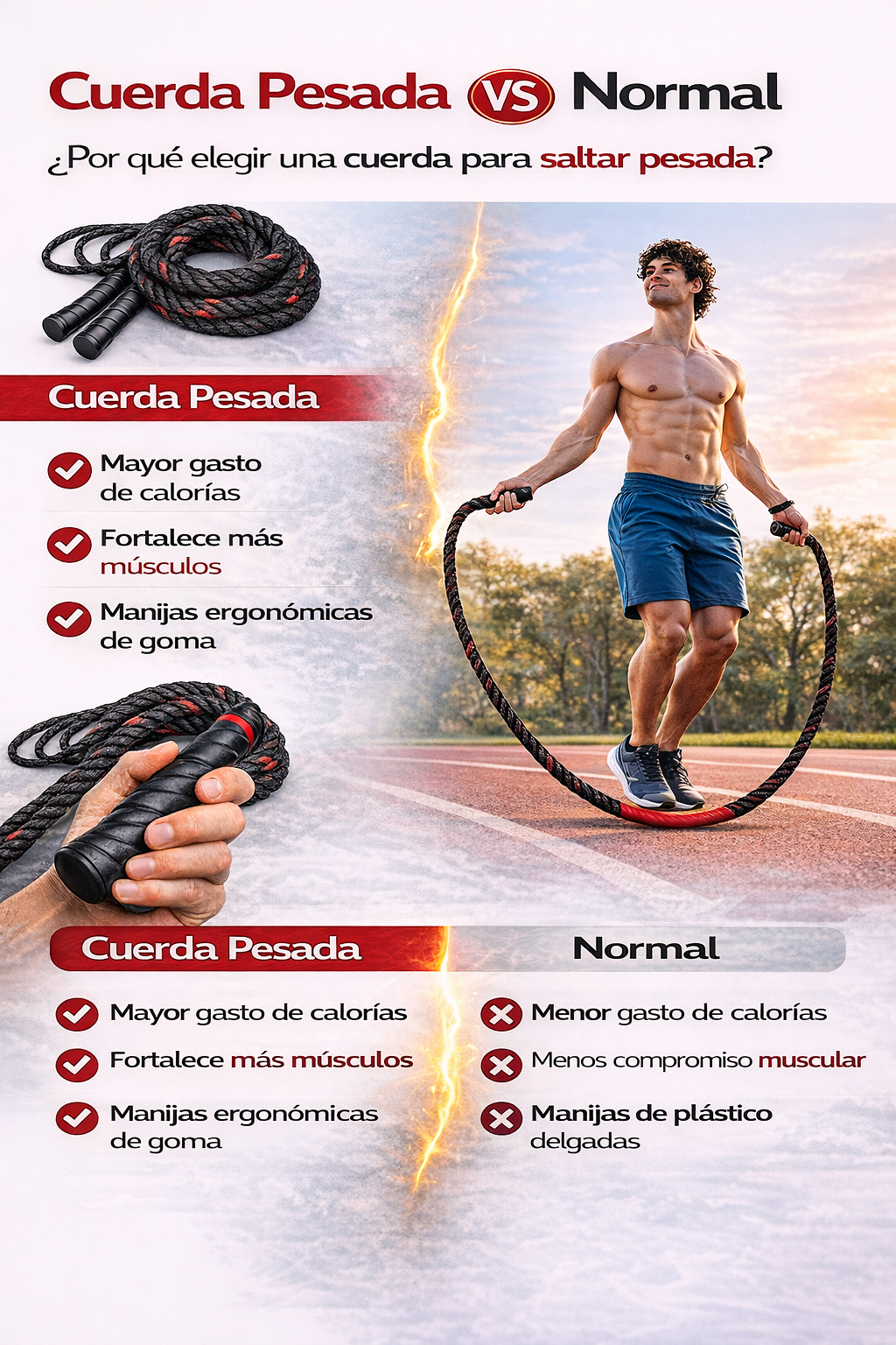 Comba lastrada JORX · Cardio y fuerza funcional