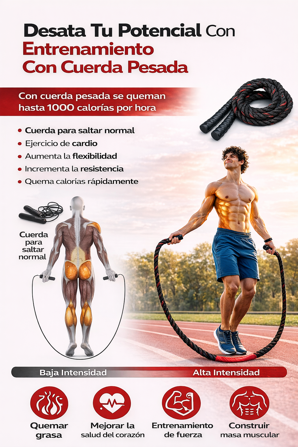 Comba lastrada JORX · Cardio y fuerza funcional