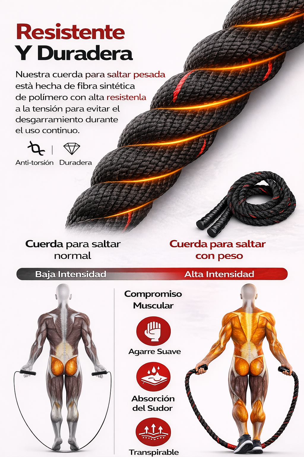 Comba lastrada JORX · Cardio y fuerza funcional