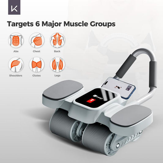 KEEP Ab Roller Wheel with Knee Mat, Automatic Rebound Abdominal Wheel with Elbow Support Ab Workout Equipment for Strengthening Core Muscles Abs Exercise Roller for Women Men